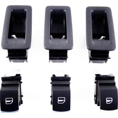 3 Set Chrome Power Window Control Switch Button& Panel Frame 1F0959527 5ND959855 for VW Passat B6 Jetta Golf 5 MK6 Touran Tiguan