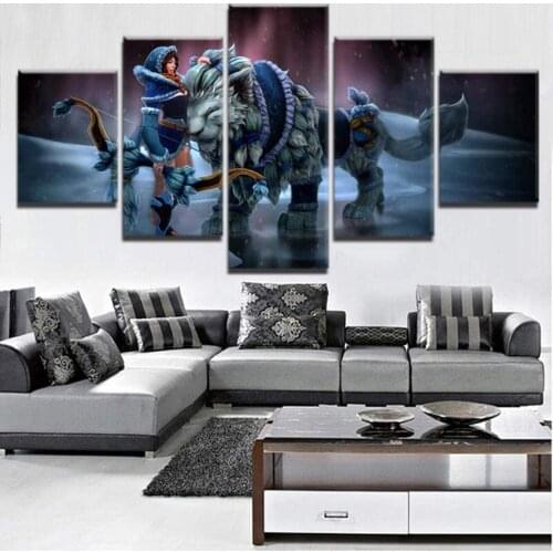 5 Piece Wall Art Canvas Anime Manga Posters Tiger & Maiden Figure Pictures And Prints Modern Living Room Decoration Paintings