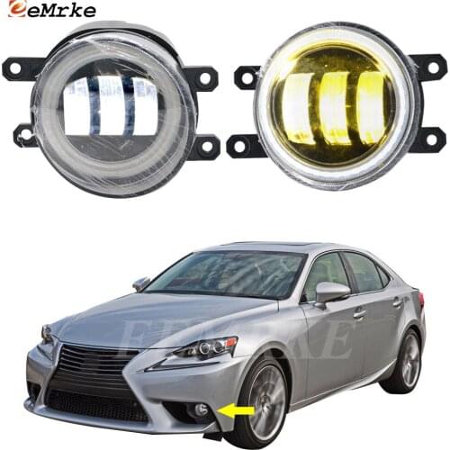 2x Car Front Fog Lights Cut-Lens Full Led Angel Eye DRL Daylight for Lexus IS XE30 2014 2015 2016 IS250 is300h is350 is200t