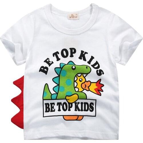 Bambino 2021 White Summer Tee for Boys 2-7 Years Dinosaur T Shirt of Children Top Clothes of School Kids 100% Cotton Clothing