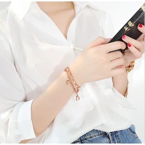 Star Moon Titanium Steel Bracelet Womens Fashion Double Layer Bracelet Fashion Friend Gift