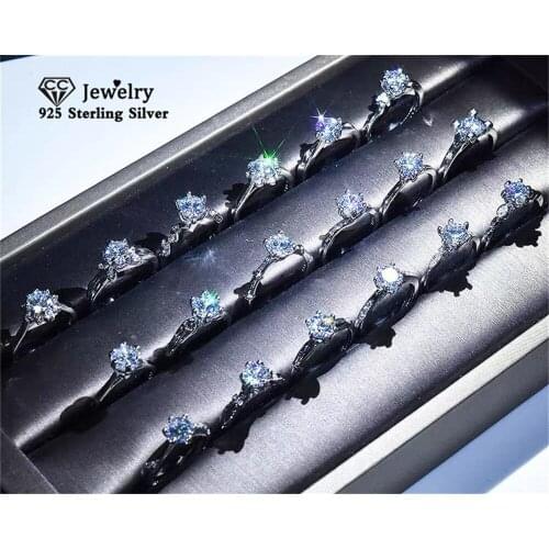 CC S925 Rings For Women CZ Diamant White Gold Plated Sliver Ring Fashion Wedding Engagement Bridal Jewelry Accessories Gift