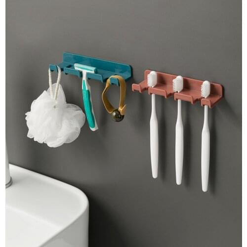 3 Holes Puch Free Toothbrush Holder Rack Wall-Mounted Bathroom Toothbrush Shaver Shelf Dental Storage Racks