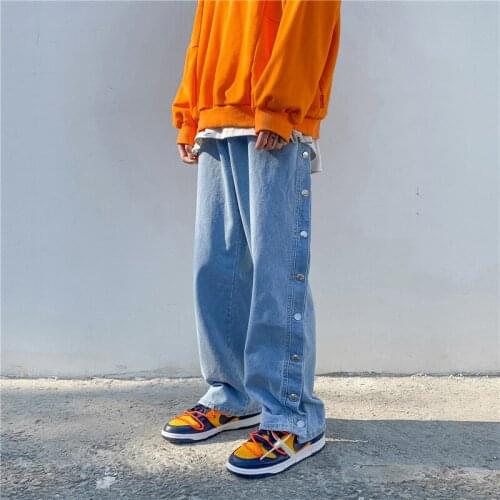 Firmranch Spring/Fall Men/Women American High Street Jeans Ins Casual Loose Wide-leg Denim Pants Hip Hop Floor-Leng Dad Trousers