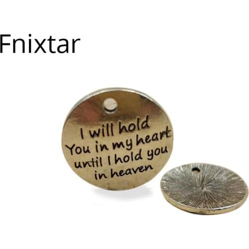 Fnixtar Fashion Antique Silver Color Alloy 22mm Alphabet Charm For Women Bracelets Round Message Metal Charm Best Gift 20pcs/lot