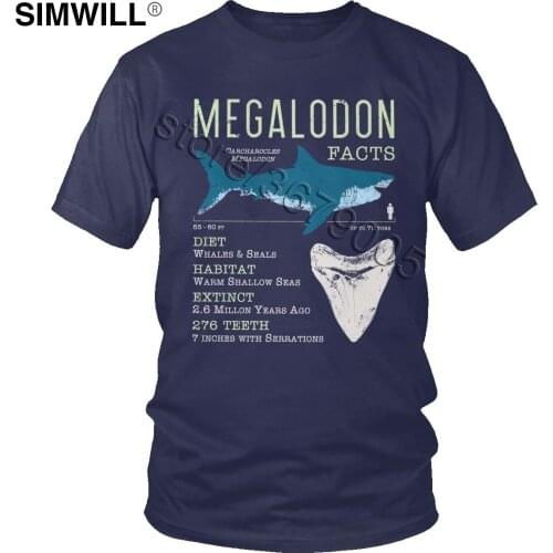 Vintage Megalodon T Shirt Men Cotton Shark Tooth Tees Short Sleeves Streetwear Animal Facts Retro Graphic T-Shirt Gift Tops
