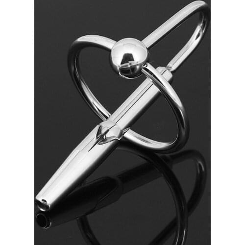 Happygo, Stainless Steel Urinary Plug Catheter with 2 size Penis Ring Metal Tube Fetish Clitoris stimulation Adult Game A506