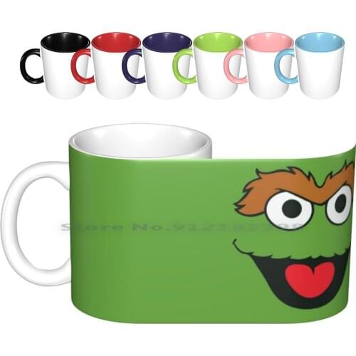 Oscar Da Grouch Ceramic Mugs Coffee Cups Milk Tea Mug Oscar Grouch Bin Street Cartoon Puppet Trash Stinky Angry Cool Popular