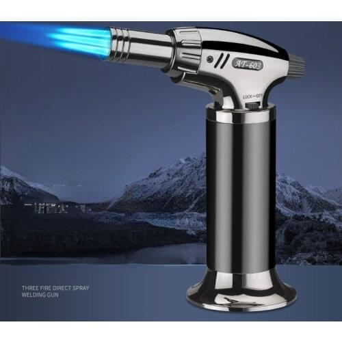 Refillable Three-in-line Spray Gun Welding Inflatable Torch Lighter High Firepower 1300 Degrees Three-fire Windproof Lighter