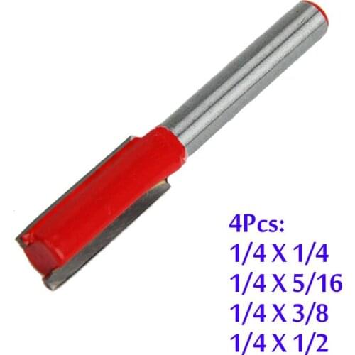 4Pcs 1/4" Shank Milling Bits Set Professional Wood Cutter Router Bit Trimmer Cutter Set Accessories