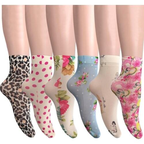 KASURE New Fashion Flower Butterfly Pattern Print Women Ankle Socks Elastic Spring Summer Soft Ladies Socks