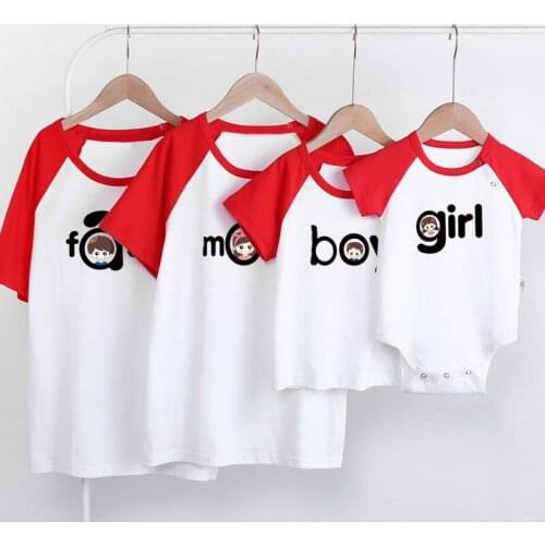 New Summer Family Matching Clothes Father Mother Girls Boys letter print T-shirt Baby Kids Korean Cotton Clothing