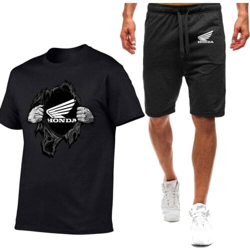 2021 Honda Printing Summer New Polo Shirts Short sleeve shorts suit Male Cotton Tops Casual Fashion Sport T-Shirts Tee