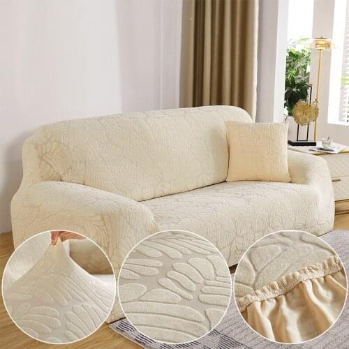 Solid Leaf Jacquard Elastic Corner Couch Slipcover Modern Sofa Cover For Living Room All Cover Sofa Protector 1/2/3/4 Seat 45010