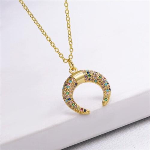JUWANG 2021 Vintage DIY Moon Pendant Chokers Neckaces Gold Color Women Clavicle Chain Necklace Fashion Trendy Jewelry For Party