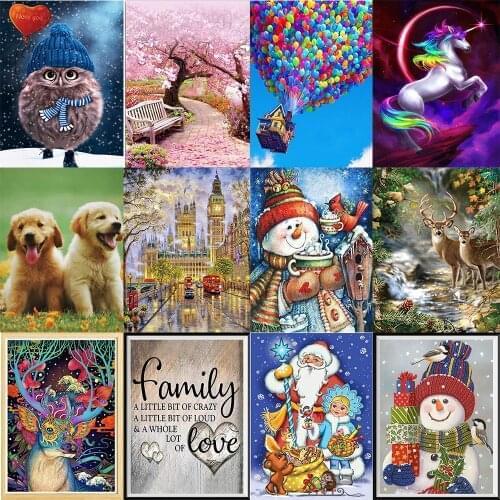 Landscape 5D diamond painting full diamond snowman cartoon animal round diamond mosaic pattern home decoration DIY handmade