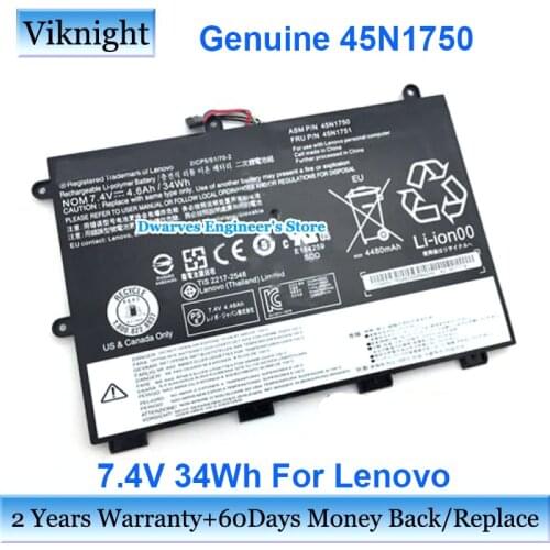 Genuine 45N1750 7.4V 34Wh Laptop Battery For Lenovo ThinkPad Yoga 11E 20DAS02M00 20D9A007CD 20D9A008CD 45N1751 45N1748 45N1749