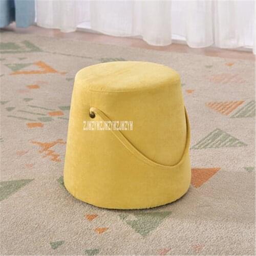 Simple Sponge Sofa Bench Household Round Stool Fashionable Lovely Cloth Stool Modern Creative Change Shoe Stool Solid Wood Frame