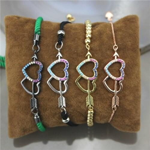 Adjustable 10pcs/lot Handmade cz bracelet, fashion Valentines Day cubic zircon charm pendant, bracelet jewelry cheap wholesale