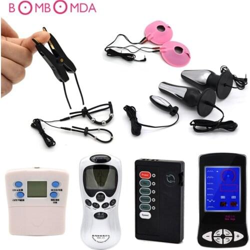 Sex Anal Toys Electric Shock Bullet Vibrators Kit Pussy Anal Plug Pulse Vibrator Nipple Clamps Dildo Training Sex Toys For Adult