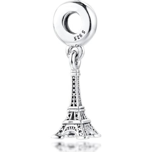 100% 925 Sterling Silver Paris Eiffel Tower Charm Beads for Jewelry Making Fit Charms Bracelets DIY Jewelry for Women Gift 2W086