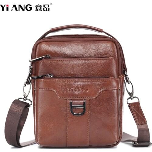 Mens Genuine Leather Shoulder Messenger Bag Male Casual Small Bag For Man Leather Multifuncion Crossbody Men Bags yiang Brand
