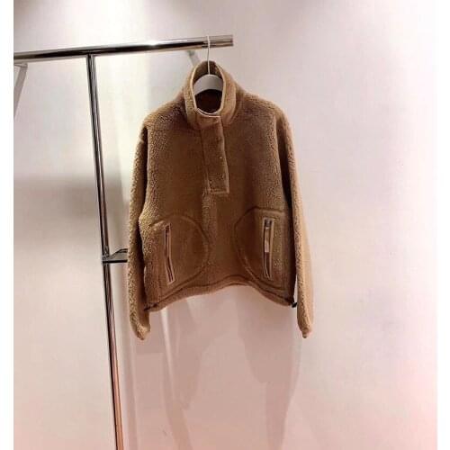 Autumn Winter Unisex Turtleneck Sweatshirt Long Sleeve Fashion Furry Jumper Women and Men Pullover Top with Pockets