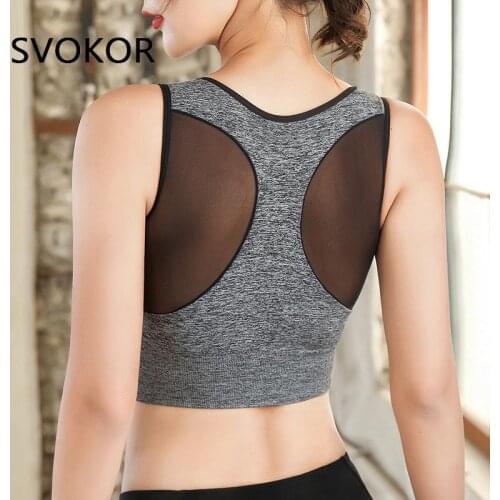 SVOKOR Plus Size Push Up Bra Women Mesh Active Bras Gym Fitness Sexy Cropped Sport Clothing Running Shockproof Underwear Wireles