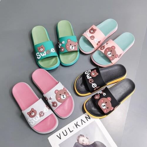 Woman Slippers Summer Shoes Cute Bear Slippers 2021 Indoor Silent Anti-skid Deodorant Soft Women Outdoor Flat Beach Slides