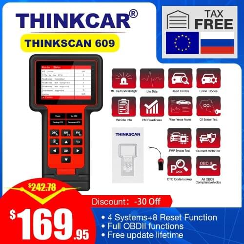 Thinkcar TS609 OBD2 Scanner ECM TCM ABS SRS System Diagnostic tool with Oil Brake TPMS SAS ETS Injec BMS DPF Reset free update