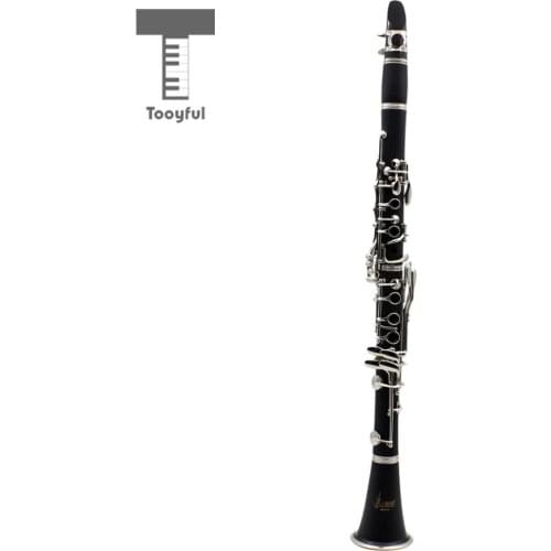 Tooyful Portable Professional Exquisite Black Black 17 Key B Clarinet with Box Set Orchestral Musical Instrument Gift 67cm
