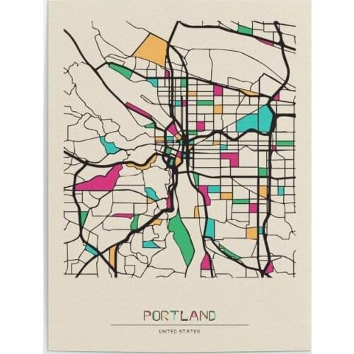 Home Decoration Hd Print Pictures Colorful City Maps Wall Artwork Modular Portland Oregon Poster Canvas Painting For Living Room