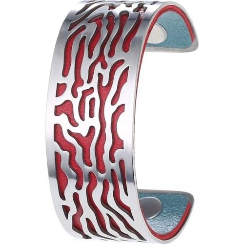 Cremo Bracelets&Bangles For Women Pulseiras Stainless Steel Argent Arm Cuff Bijoux Manchette Reversible Faux Leather Bangle 2020