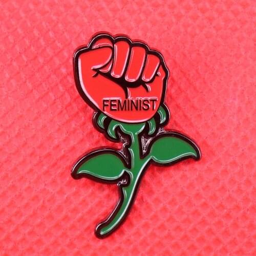 Feminist enamel pin women rose brooch flower girl power badge future is female jewelry feminism ladies shirts jackets accessory