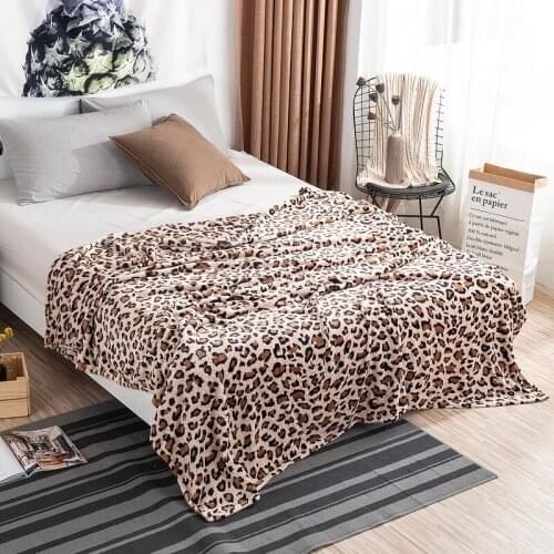 Leopard Printed Winter Warm Flannel Blankets For Beds Soft Warm Fuzzy Mink Throw Faux Fur Coral Fleece Airplane Blanket