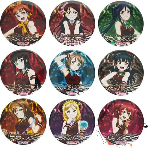 Love Live Sunshine Anime Badge Aqours Hanamaru Dia Yoshiko Riko Ohara Mari Kanan Watanabe You Chika Devil Metal Badge Brooch Pin