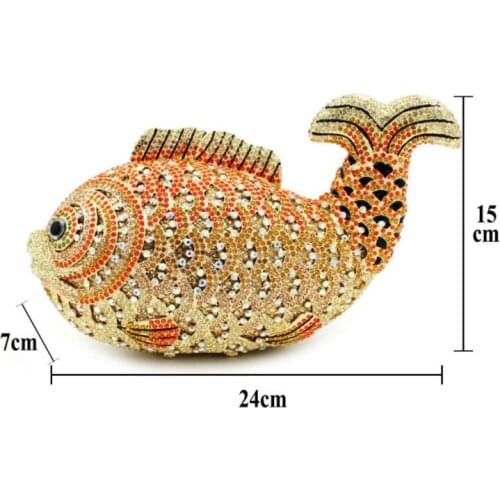 Goldfish rhinestone bag wispy metal crystal evening bag handmade diamond cosmetic bag