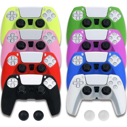 HOTHINK For Silicone Cover Skin Case for Sony Play Station 5 PS5 Controller&Stick Grip Controller Skin Protection Case 1pcs