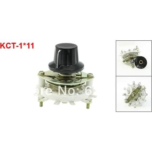 KCT-1*11 1P11T 1 Pole 11 Throw Position TV Radio Band Channel Selector Ceramic Rotary Switch w Plastic Knob