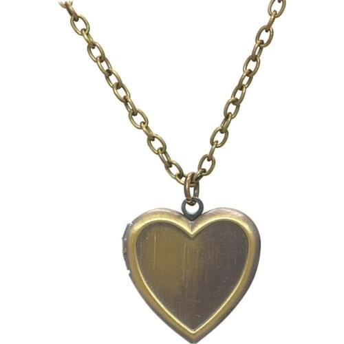 1PCS Retro Brass Openable Photo Lockets Phase Box Heart Pendant Necklace Memorial Free Jewelry Birthday Gift