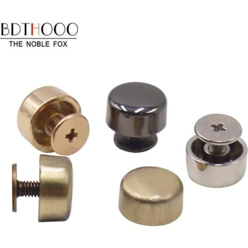 10Pcs 1cm Flat Screw metal Accessories for Bag Bottom studs Screw Rivets for Bags Hardware Hollow foot nail