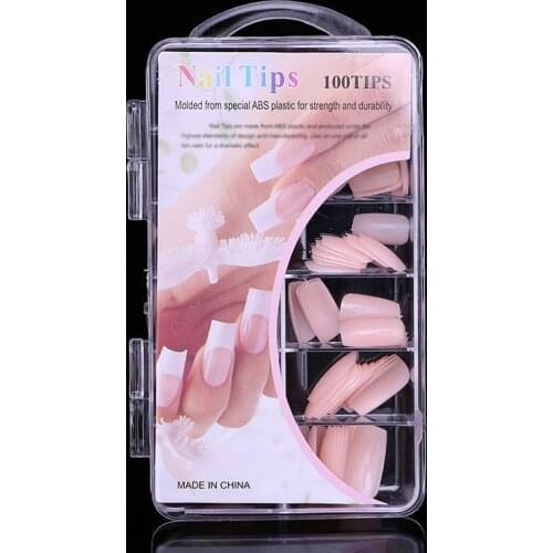 100 Pcs/Box False Nails With Case Practice Polish Gel Artificial Fake Tips Salon DIY Nail Art SANA889