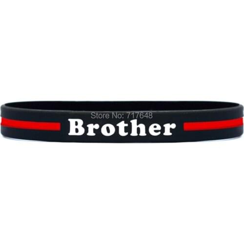 100pcs Inspirational Family Brother Thin Red Line wristband silicone bracelets free shipping by ePacket A