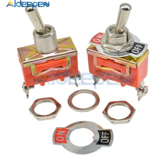 E-TEN1021 2-Pin 2 Terminal ON-OFF 250V 15A AC Mini Auto Toggle Switch 2 Position Copper Contact Switches Orange