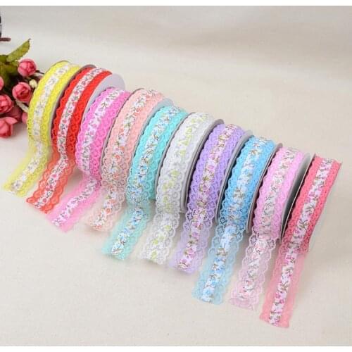 Embroidered lace ribbon fabric 2.5cm printed ribbon clothing Accessories 20yard/pack