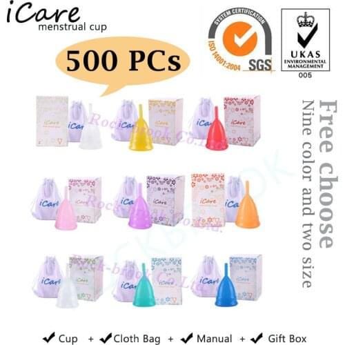 500 pcs Hot Wholesale Reusable Medical Grade Silicone Menstrual Cup Feminine Hygiene Product Lady Menstruation Copo BMC01PP