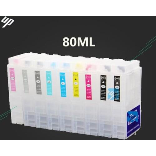 9pcs for Epson P600 surecolor P600 refillable cartridges without chip T7601 high capacity 80ML