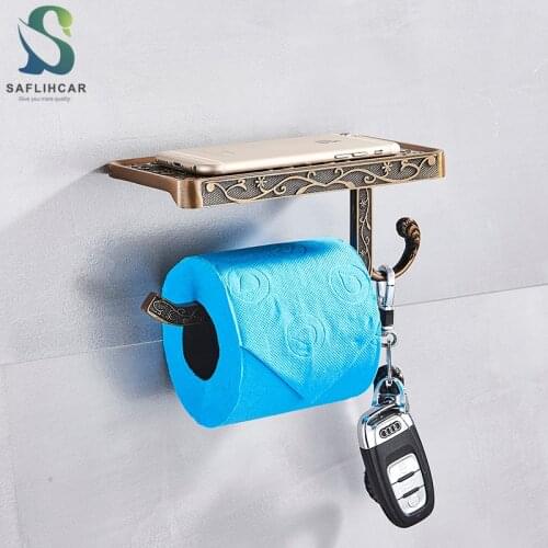 Zinc Alloy Bathroom Toilet Paper Holder Elegant and Luxurious Put Paper Towels and Mobile Phone Multifunctional Paper Holder