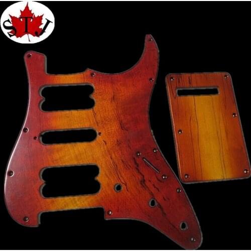Maple wood STRAT GUITAR HSH Pickguard and back caver Backplate brown color