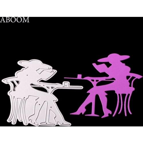 ABOOM Elegant Lady Woman Reading Book Pattern Metal Cutting Die Stencil DIY Scrapbook Embossing Album Paper Card Craft Folder